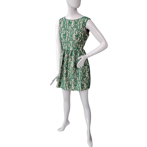 Zara Lace Overlay Fit and Flare Short Dress Size Small Sleeveless Side Zipper - Picture 5 of 15